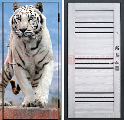 Стальная дверь с фотопечатью тигра ДФ-12 в Воронеже