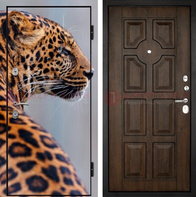 Металлическая дверь с фотопечатью леопарда ДФ-26 в Воронеже