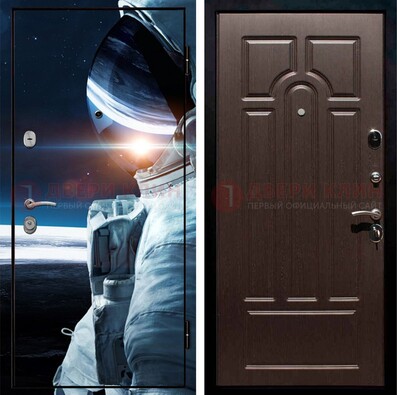 Стальная дверь с фотопечатью космонавта ДФ-4 в Воронеже
