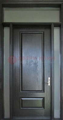 Черная металлическая дверь с фрамугами и стеклом ДФГ-24 в Воронеже
