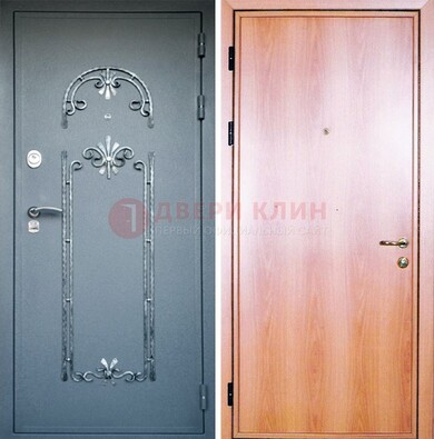 Железная дверь с ковкой ламинат внутри ДК-11 в квартиру в Воронеже