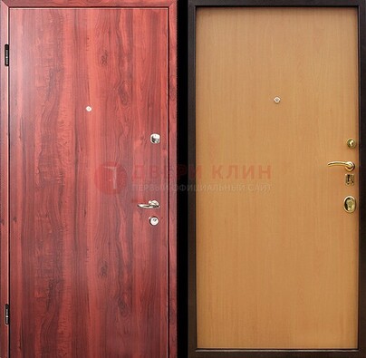 Красная железная дверь с ламинатом ДЛ-3 в Воронеже