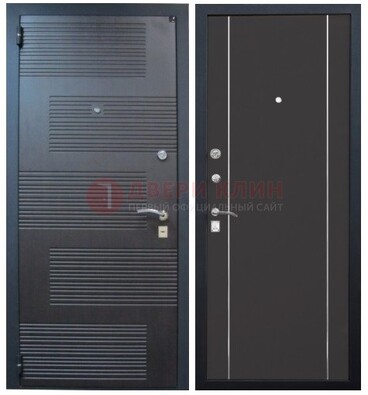 Темная металлическая дверь с МДФ ДМ-105 в деревянный дом в Воронеже