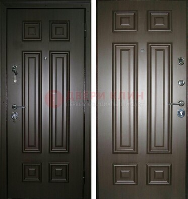 Темная металлическая дверь с МДФ ДМ-136 в квартиру в Воронеже