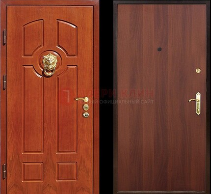 Оранжевая стальная дверь с МДФ ламинат внутри ДМ-18 в квартиру в Воронеже
