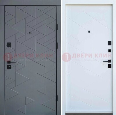 Серая металлическая дверь МДФ с узором  ДМ-224 в Воронеже