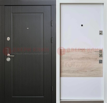 Черная металлическая дверь с белой МДФ внутри ДМ-230 в Воронеже