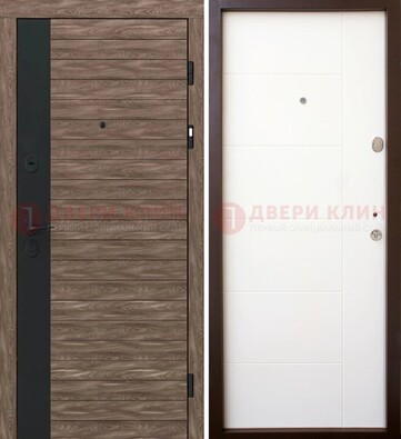 Коричневая входная дверь с черной вставкой МДФ ДМ-239 в Воронеже