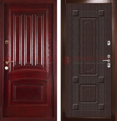 Красная стальная дверь с филенчатой МДФ ДМ-398 в Воронеже