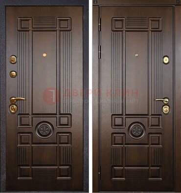 Квартирная коричневая железная дверь с МДФ ДМ-45 в Воронеже
