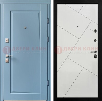 Синяя железная дверь с МДФ панелями ДМ-491 в Воронеже