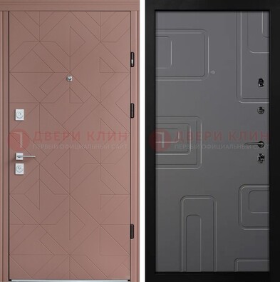 Красная стальная дверь в квартиру с МДФ хайтек ДМ-493 в Воронеже