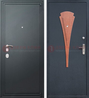 Черная железная дверь с порошковым покрытием и накладкой МДФ внутри ДП-245 в Воронеже