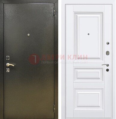 Железная темно-серая дверь с порошковым напылением и белой МДФ ДП-274 в Воронеже
