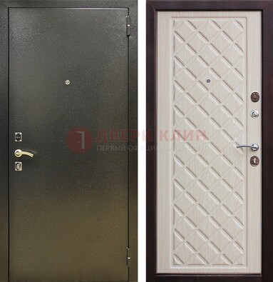 Темно-серая железная дверь с порошковым покрытием и филенчатой МДФ ДП-289 в Воронеже