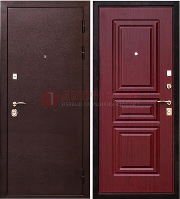 Бордовая входная дверь с порошковым окрасом ДП-36 в Брянске