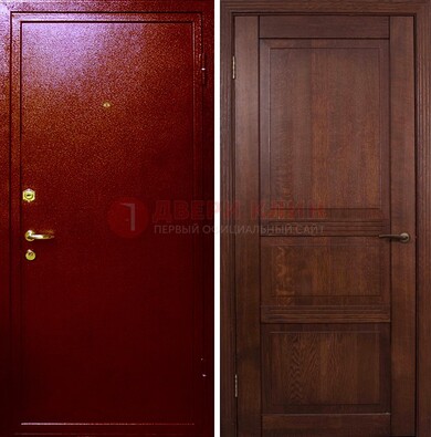 Красная железная дверь с порошковым окрасом ДП-58 в Воронеже