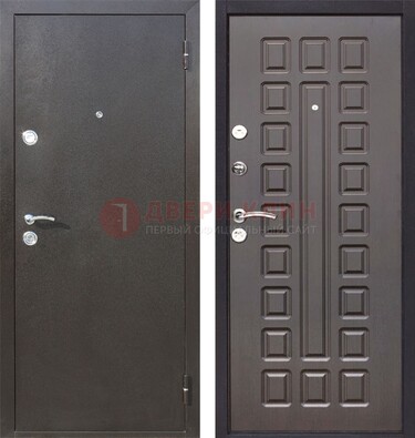 Коричневая железная дверь с порошковым окрасом ДП-63 в Воронеже