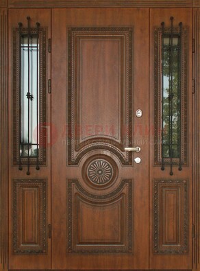 Парадная распашная стальная дверь Винорит со стеклом ДПР-106 в Воронеже
