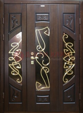 Парадная дверь со стеклом и ковкой ДПР-1 в каркасный дом в Воронеже