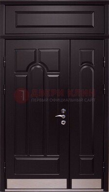 Парадная дверь с металлическими вставками ДПР-47 и фрамугой в Воронеже