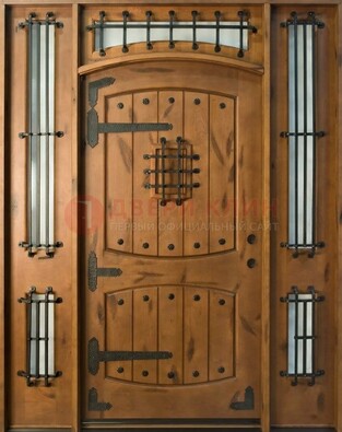 Парадная дверь с коваными элементами ДПР-68 в коттедж в Воронеже