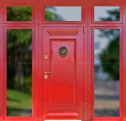 Красная парадная дверь для частного дома ДПР-88 в Воронеже