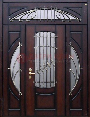 Парадная дверь со стеклянными вставками и ковкой ДПР-9 для улицы в Воронеже