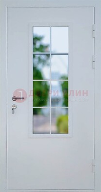 Белая железная дверь порошок со стеклом ДС-31 в Воронеже