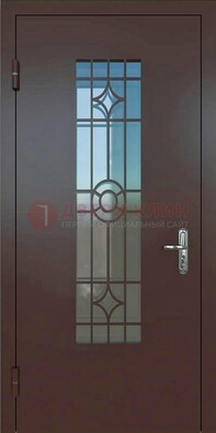 Входная металлическая дверь со стеклом для дома ДС-6 в Воронеже
