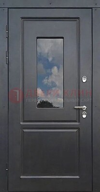 Чёрная металлическая дверь со стеклом ДС-77 в Воронеже