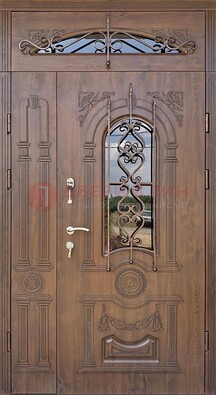 Распашная стальная дверь Винорит со стеклом и ковкой ДСК-232 в Воронеже