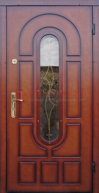 Яркая металлическая дверь Винорит со стеклом и ковкой ДСК-268 в Воронеже