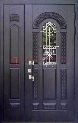 Входная дверь Винорит со стеклом и ковкой с узором ДСК-270 в Воронеже