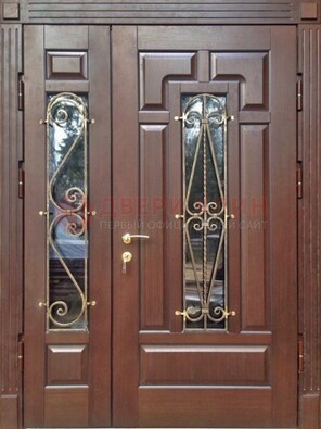 Стальная распашная дверь Винорит стекло и ковка ДСК-274 в Воронеже