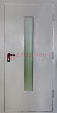 Белая металлическая противопожарная дверь со стеклянной вставкой ДТ-2 в Воронеже