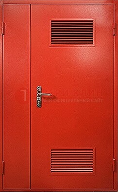 Красная железная техническая дверь с вентиляционными решетками ДТ-4 в Воронеже