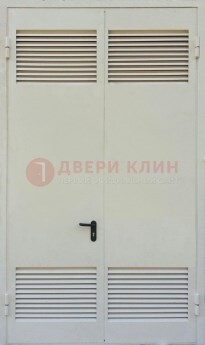 Белая металлическая противопожарная дверь с вентиляционной решеткой ДТ-6 в Воронеже