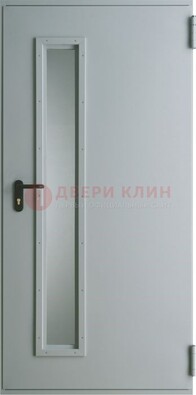 Белая железная противопожарная дверь со вставкой из стекла ДТ-9 в Воронеже