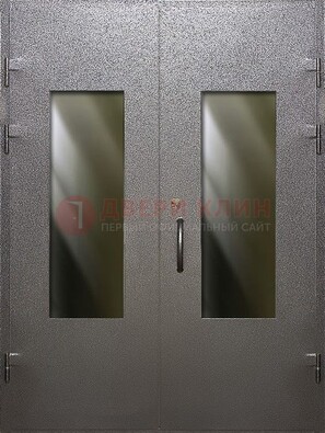 Серая тамбурная дверь со стеклянными вставками ДТМ-8 в Воронеже