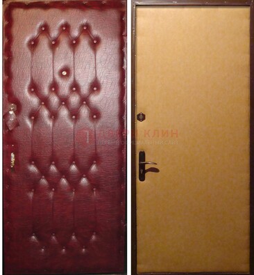 Бордовая металлическая дверь с винилискожей ДВ-1 в Воронеже
