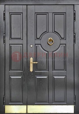 Черная металическая дверь с виноритом для дома ДВТ-241 в Воронеже