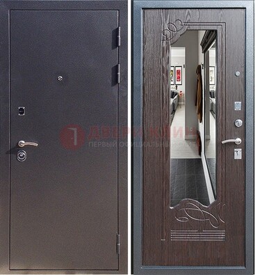 Черная входная дверь с зеркалом МДФ внутри ДЗ-29 в Воронеже