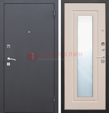 Черная входная дверь с зеркалом МДФ внутри ДЗ-31 в Воронеже