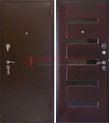 Темная железная дверь с зеркалом ДЗ-42 в Воронеже