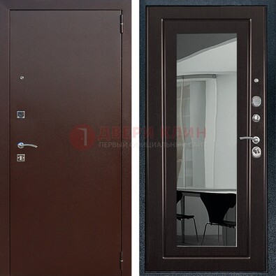 Металлическая дверь с порошковым напылением с МДФ и зеркалом ДЗ-61 в Воронеже