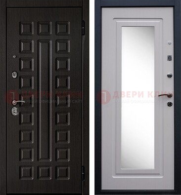 Черная филенчатая металлическая дверь МДФ с зеркалом ДЗ-83 в Воронеже