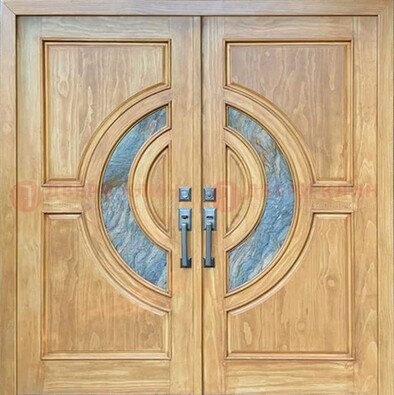 Двухстворчатая металлическая дверь с витражом ВЖ-11 в Воронеже