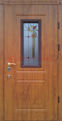Железная дверь с МДФ и витражом ВЖ-24 в Воронеже